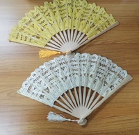 FAREA 2026 Élégants éventails pliants en coton chinois avec macramé et dentelle, avec pompons, en bambou, pour mariage et danse
