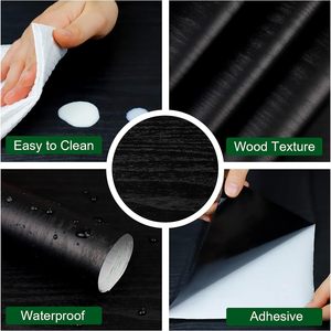 <span class=keywords><strong>Oron</strong></span> สติกเกอร์วอลเปเปอร์ลายไม้สีดำแบบมีกาวในตัวสำหรับเฟอร์นิเจอร์ผนัง - Product Image 2