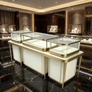 Ensemble de présentoirs à bijoux modulaires en <span class=keywords><strong>platine</strong></span> de luxe moderne : Vitrines élégantes en verre trempé pour les magasins de bijoux haut de gamme - Product Image 4