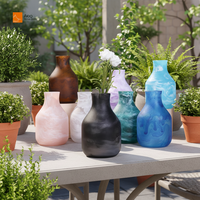 Vase à fleurs en résine marbrée marron style Art Déco, artisanat en gros, étanche, écologique, avec logo personnalisé, pour la décoration de la maison et des hôtels