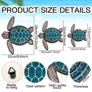 Kunstdecoraties met strandthema met een set van drie schildpadden uit de serie Marine Life, perfect voor wanddecoratie - Product Image 5