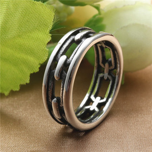 yunnique <b>Titanium</b> Steel Hollow <b>Ring</b> Retro Geometric Men's Punk Fashion Jewelry Gift - Product Image 2