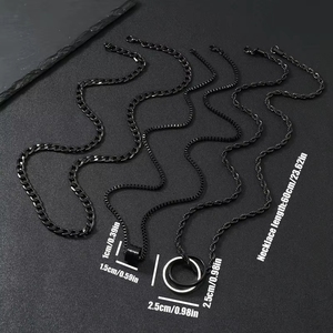 <span class=keywords><strong>Collier</strong></span> en acier inoxydable style Trap, maillons cylindriques stéréo, ensemble de <span class=keywords><strong>3</strong></span> pendentifs tendance Hip Hop pour hommes - Product Image 4