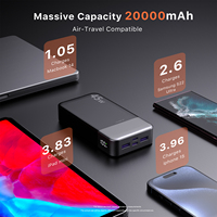 Banco de Energía de Alta Capacidad de 20000 mAh para Exteriores, Carga Rápida PD de 45 W, LED, USB-C, QC3.0, Micro USB para iPhone 15, para Laptop Samsung
