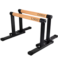 Parallettes de barre de poussée en bois de fitness et de gymnastique à usage domestique avec support en métal robuste Station de support d'immersion