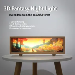 5V USB Rechargeable Wooden Lamp Box LED Night Lamp 3D Light Box With Battery