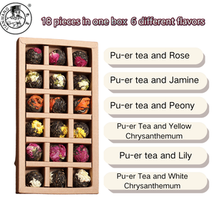 Coffret cadeau d'entreprise de luxe, thé fleuri - Boules de thé Pu'er bio, logo personnalisé, panier de bien-être haut de gamme pour les fêtes et les événements - Product Image 2