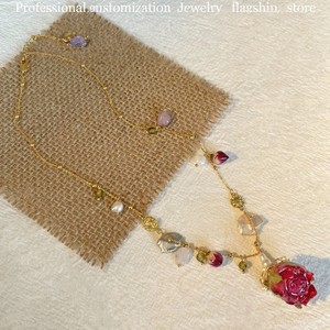 Collier pendentif fleur en résine, chaîne en or rose, bijoux de fête pour femmes, accessoire de mode - Product Image 4