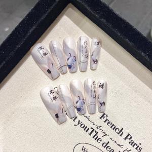 Nuevo Producto Lanzado, <span class=keywords><strong>Uñas</strong></span> Acrílicas <span class=keywords><strong>Transparentes</strong></span> <span class=keywords><strong>con</strong></span> Diseño de Flor de Mariposa Rosa y Azul, <span class=keywords><strong>Uñas</strong></span> Postizas Hechas a Mano - Product Image 5