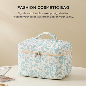 Portable Cosmetic Organizer Pouch with Small Brush Storage Case Zipper Makeup <b>Bag</b> Travel Large Quilted Toiletry <b>Bag</b> - Product Image 5
