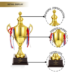 Trophée Champion Personnalisé <span class=keywords><strong>en</strong></span> Métal, Design Pyramidal, Durable, <span class=keywords><strong>Euro</strong></span> 2026, pour Rubans 42/48/55cm, Base <span class=keywords><strong>en</strong></span> Bois, Logo Gravé - Product Image 4