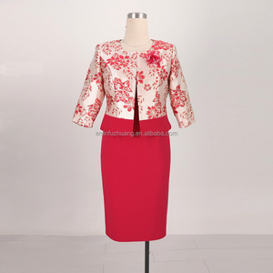 Robes de cérémonie rouges formelles, ensemble deux pièces sur mesure, grande taille, vêtements de bureau pour femmes, costume d'église, occasion spéciale - Product Image 1