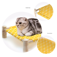 Lit pour chat, lit d'extérieur universel pour animaux de compagnie, hamacs amovibles et respirants pour chat, petit chien, cadre en bois durable, lits en toile