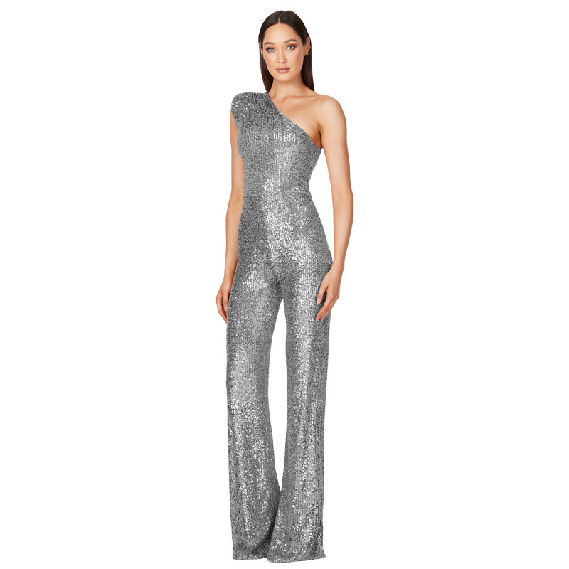 Combinaison salopette à sequins argentés