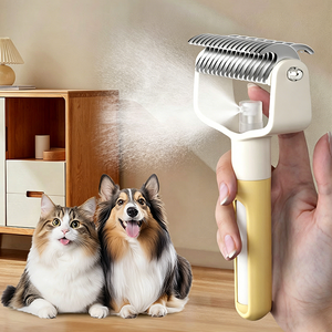 Brosse de toilettage pour animaux de compagnie, brosse démêlante et anti-chute 2-en-1 pour chiens et chats, anti-poils volants, élimine les nœuds et la fourrure lâche - Product Image 4