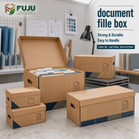 Boîte à documents industrielle robuste en carton ondulé recyclé FUJU - Logos personnalisables et impression artisanale sur mesure