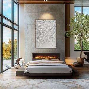 Pintura Abstracta Serigráfica Blanca Estilo Wabi Sabi sobre Lienzo, Diseño de Interiores para Hoteles, Decoración Moderna para el Hogar y Galerías - Product Image 6