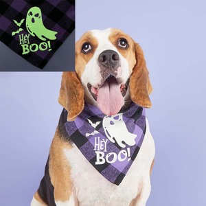 Tanpopo Bandanas personnalisés pour animaux de compagnie en gros Halloween citrouille foulard réfléchissant Polyester bavoirs salive serviette Triangle écharpe chiens - Product Image 4