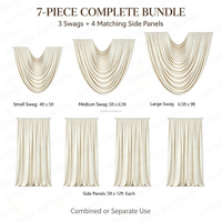 ANNIELU Rideaux drapés baroques en spandex ivoire préfabriqués, ensemble de 7 pièces pour la décoration de plafond de cérémonie de mariage et de scène
