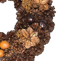 Articles de fête Couronnes de fleurs décoratives et plantes Couronne de fleurs en bois de pomme de pin naturelle fabriquée à la main pour la décoration de Noël