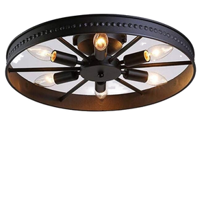 <b>Retro</b> Black Iron <b>Ceiling</b> <b>Light</b> Round E26 LED 2700K Warm White 6000LM Large Size TL708 Model Guangdong Origin for Living Room - Product Image 1