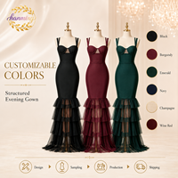 Robe noire pour femme avec jupe longue, jupe en mousseline de soie en forme de A, robe de cocktail.