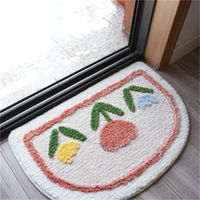 Tapis de bain antidérapant personnalisable petit motif de chrysanthème tapis et tapis brodés semi-circulaires irréguliers pour chambre à coucher