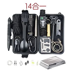 Kit de herramientas de supervivencia 14 en 1, equipo de emergencia multifunción para exteriores, acero inoxidable compacto para acampar, senderismo y aventuras - Product Image 1