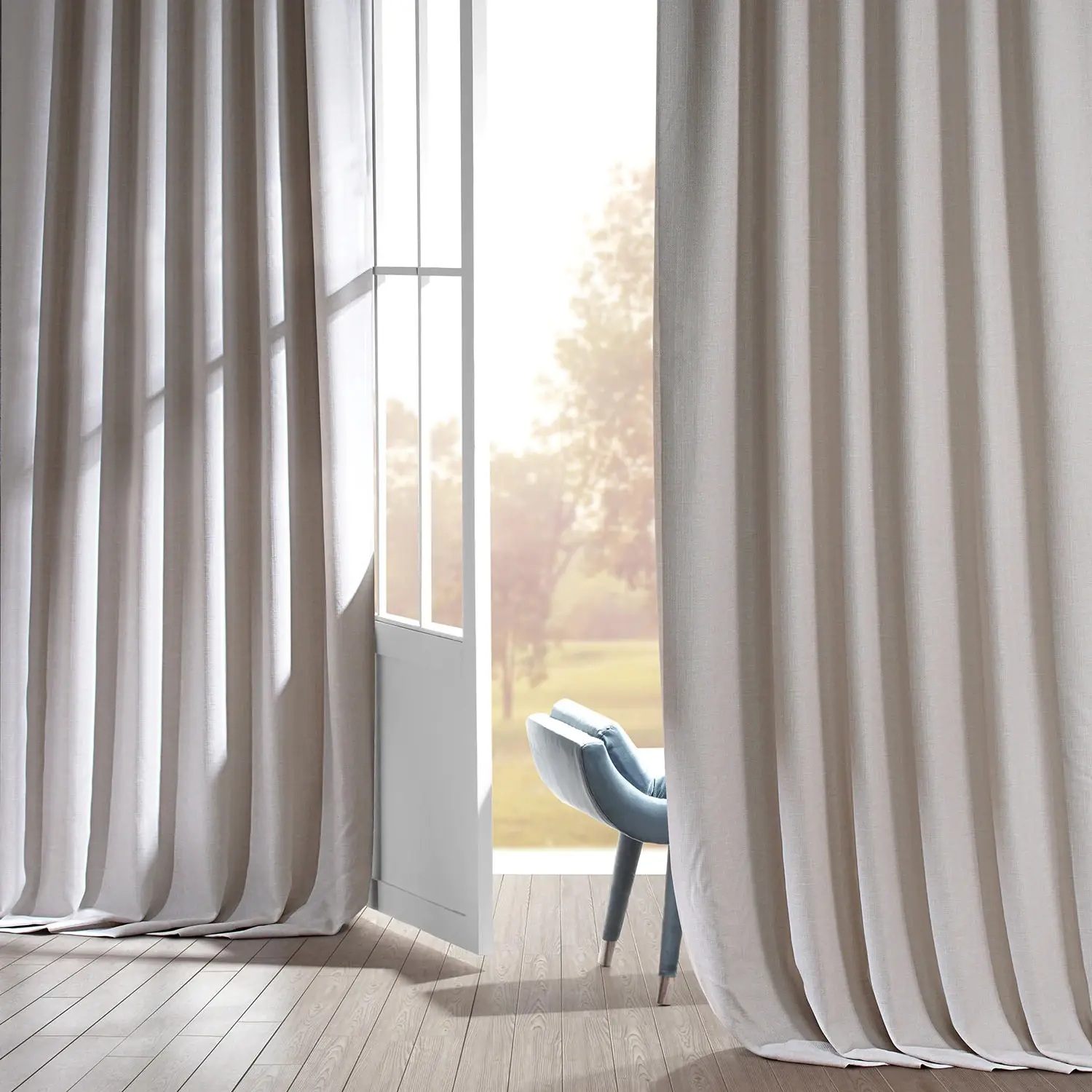 Cortinas opacas de lino de imitación para Hotel, cortinas opacas de color Beige sólido para caravana