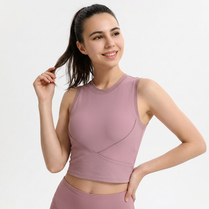 Top Deportivo Corto de Yoga para Mujer, Sin Mangas, con Cuello Redondo, Sujetador Incorporado, de Secado Rápido, para Gimnasio, Pilates y Entrenamiento - Product Image 2