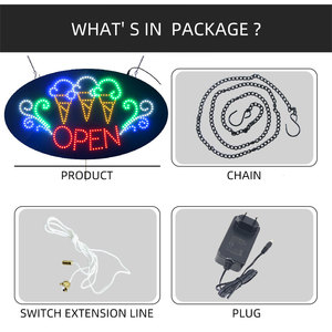 15*27 inch cao BRIGHT <span class=keywords><strong>LED</strong></span> mở Icecream dấu hiệu, <span class=keywords><strong>LED</strong></span> di chuyển đầy màu sắc quảng cáo điện tử dấu hiệu nhấp nháy trong nhà biển quảng cáo - Product Image 4