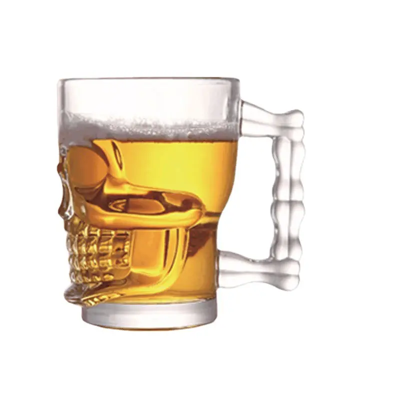 Caneca de vidro transparente, barra de vidro branca para cerveja