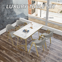 Ensemble de chaises de salle à manger de style nordique, luxe léger et simple, table basse rectangulaire, pieds en fer, pour 4 personnes, petites familles, hôtels, thé, lait