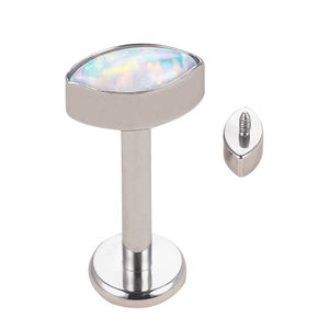 Ensemble de lunette poussoir à filetage interne en gros Marquise CZ Top Labret en acier inoxydable Piercing Agate ASTM F136 Anneau de lèvre en titane - Product Image 3