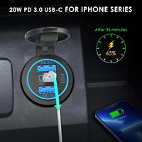 Chargeur de voiture 12V QC3.0 à double port 60W USB C, triple prise USB avec interrupteur pour voiture, bateau, marine