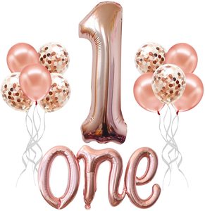 Décoration pour le 1er anniversaire d'une petite <span class=keywords><strong>fille</strong></span>, ballon pour le 1er anniversaire de <span class=keywords><strong>bébé</strong></span>, décoration de fête d'anniversaire pour <span class=keywords><strong>bébé</strong></span>, fournisseur de cadeaux pour enfants - Product Image 1