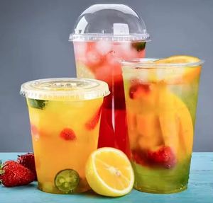 98Mm 14/16/<b>18</b>/24Oz Clear Plastic Coffee Beverage Cup With Cold Drinking Dome Flat Lid Pp Blister Strawless Straw - Product Image 4
