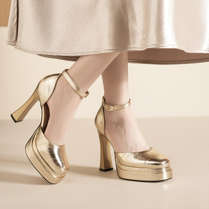 Platform Women Sandals 2026 Summer Sexy Pointed Toe Real Leather Shoes <b>Party</b> Dress <b>Prom</b> High Heels Lady Footwear - Product Image 2