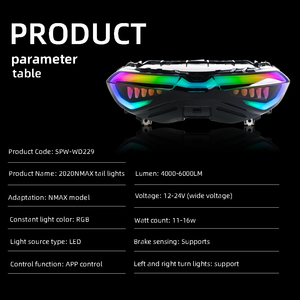 Luz Trasera RGB para Motocicleta con Control por Aplicación y Señales de Giro, Accesorios para <span class=keywords><strong>YAMAHA</strong></span> Nmax <span class=keywords><strong>155</strong></span> V2 <span class=keywords><strong>2020</strong></span> - Product Image 6
