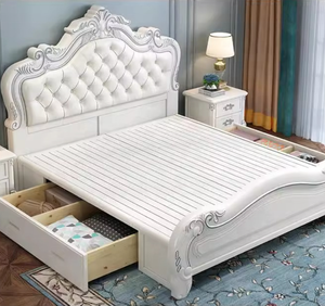 Cama Princesa de Estilo Europeo con Estructura de Madera Maciza de Lujo, Juego de Muebles de Dormitorio de Cuero Minimalista Moderno - Product Image 6