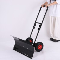 Nouvelle pelle à neige à roues de 74 cm de large, en alliage d'aluminium, avec poignée réglable et poignée en D, robuste, pour le déneigement des allées