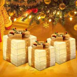 Falda para árbol de Navidad iluminada para interiores, con motivos navideños, para fiestas, jardín y patio, juego de cajas de regalo, decoraciones luminosas - Product Image 2