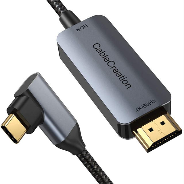 Type C to HDMI Cable 4K@60Hz Right Angle USB-C to HDMI Adapter Support HDR 18Gbps Compatible for MacBook Pro Air 2020/2018 6ft