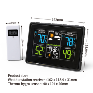 <span class=keywords><strong>Station</strong></span> météo numérique moderne avec boîtier en plastique, capteur sans fil et horloge - Product Image 6