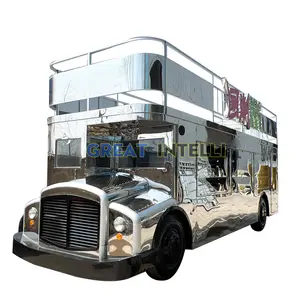 Double decker food bus coffee shop foodtruck food kiosk van ice cream Truck Mobile Juice Bar food truck