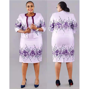 African Oversize Ladies Casual Dress Suit Church Dress Plus Size Women Print Turkey Clothing Wears Dress Suit - Product Image 2