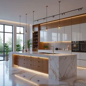 Mueble de Cocina Moderno de Lujo con Tira de Luz LED, Diseño de Mueble de Pared para Toda la Casa - Product Image 4