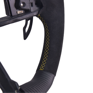 Volant personnalisé style <span class=keywords><strong>R8</strong></span> en suède et fibre de carbone pour <span class=keywords><strong>Audi</strong></span> A3 S3 A4 RS3 - Surpiqûres jaunes - Product Image 5