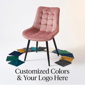 Chaises <span class=keywords><strong>de</strong></span> salle à manger en tissu velours à dossier haut avec pieds en métal, rembourrées, colorées, <span class=keywords><strong>de</strong></span> haute qualité, pour la maison et la restauration, vente en gros - Product Image 2