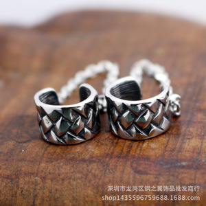 yunnique Cuff <b>Earrings</b> 316 Stainless Steel Geometric Pattern <b>Chain</b> Linked <b>Studs</b> For Men And Women Fashion Jewelry - Product Image 5